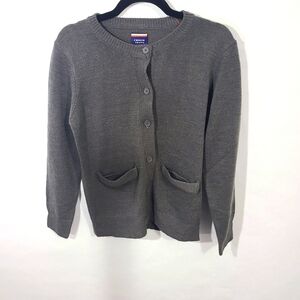 French Toast Girls Size XL‎ 14/16 Gray Crewneck Cardigan Acrylic Sweater NWT